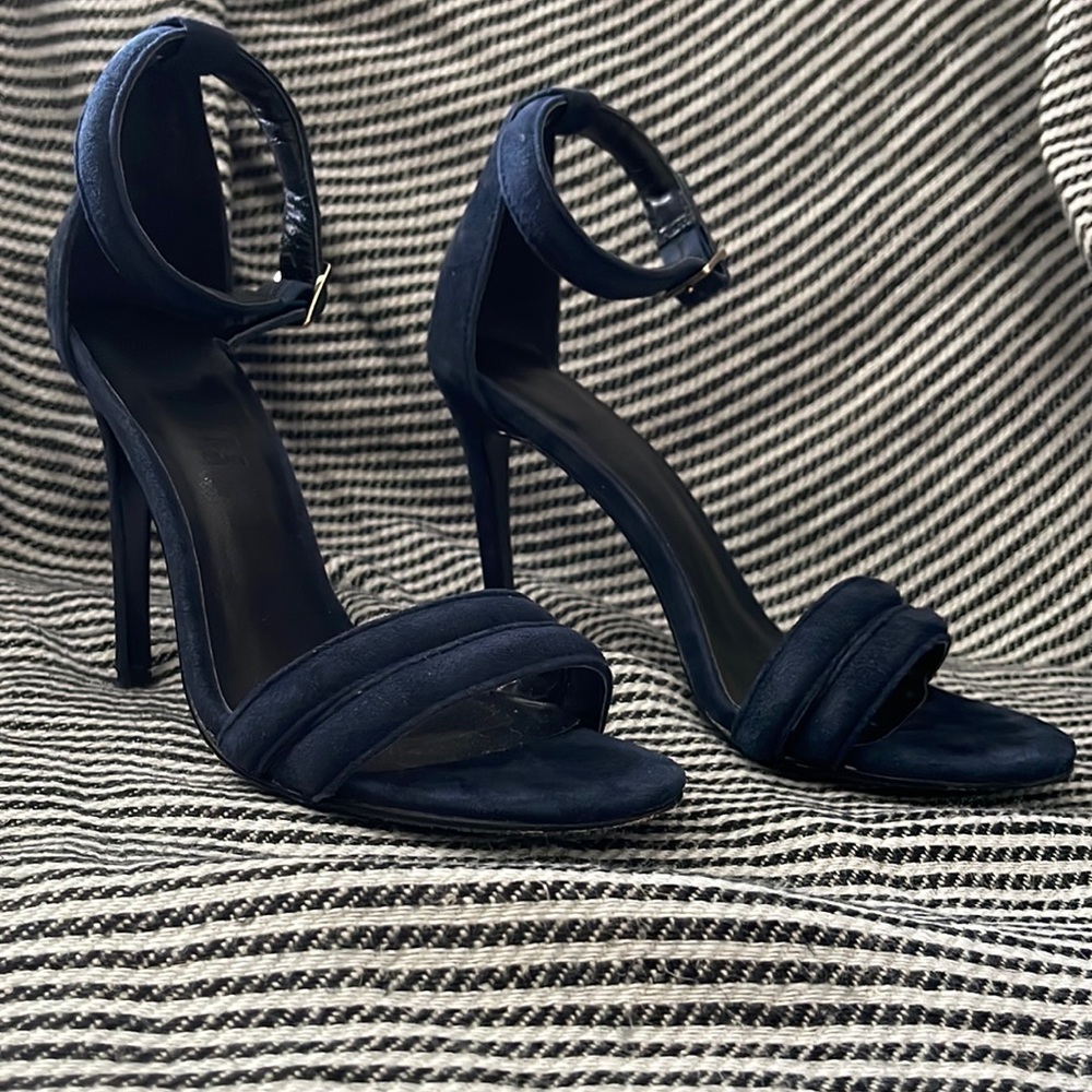 Nicholas Navy Suede Stiletto Sandals